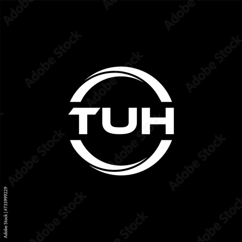 TUH letter logo design with black background in illustrator, cube logo, vector logo, modern alphabet font overlap style. calligraphy designs for logo, Poster, Invitation, etc.