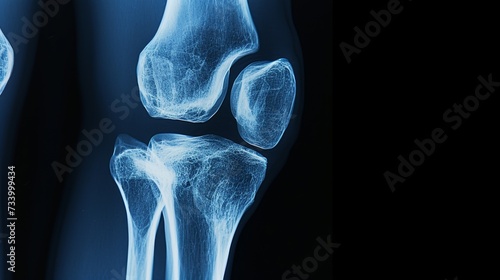 X-ray image of the knee anatomy and joint structures. photo