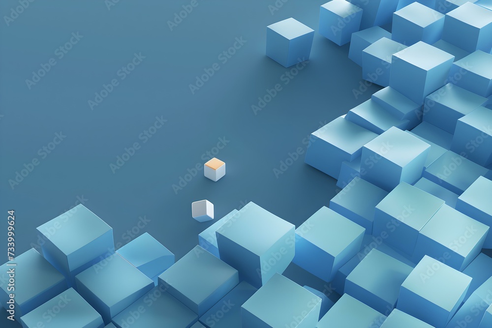 Obraz premium Abstract Background With White 3d Cube Box. 3d Render. Blue Background.