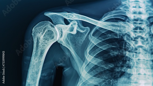 X-ray image of the shoulder joint and surrounding bones photo
