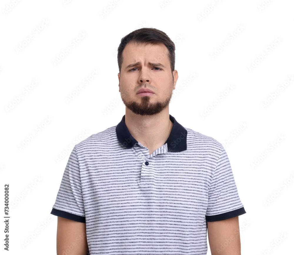 Portrait of sad man on white background Portrait of sad man on white background