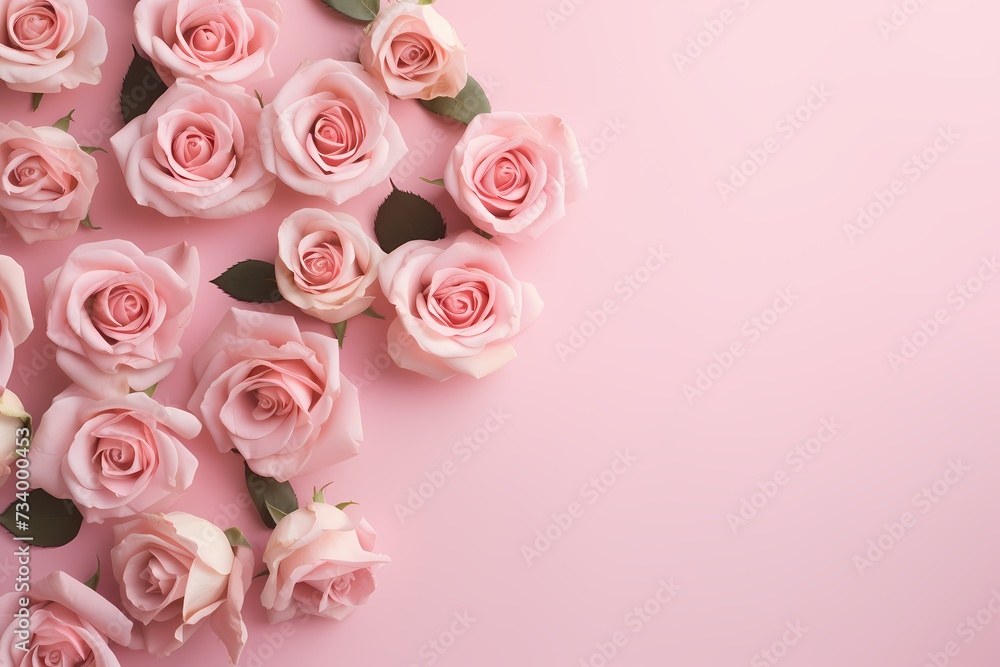 A high-definition photo of roses from above, set against a soothing pastel background for easy text insertion.