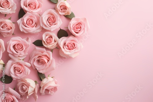 A high-definition photo of roses from above  set against a soothing pastel background for easy text insertion.