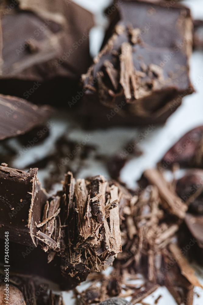 Cocoa beans with chocolate on a white background. Shalllow dof. Cocoa beans with chocolate on a white background. Shalllow dof.
