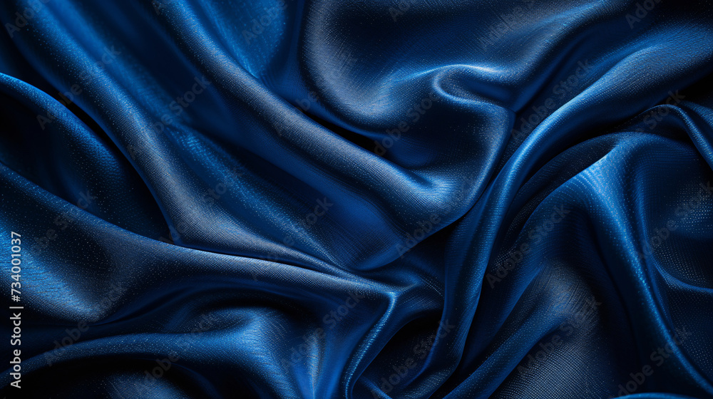 Obraz premium Dive into the Allure of Blue Satin Fabric, where Lustrous Texture and Rich Hues Merge to Create a Visual Symphony of Elegance, Evoking a Sense of Calm and Tranquility in Your Designs.