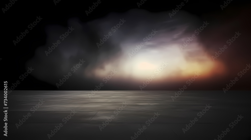 Dark concrete floor background infinite horizon sky panoramic scene Dark concrete floor background infinite horizon sky panoramic scene
