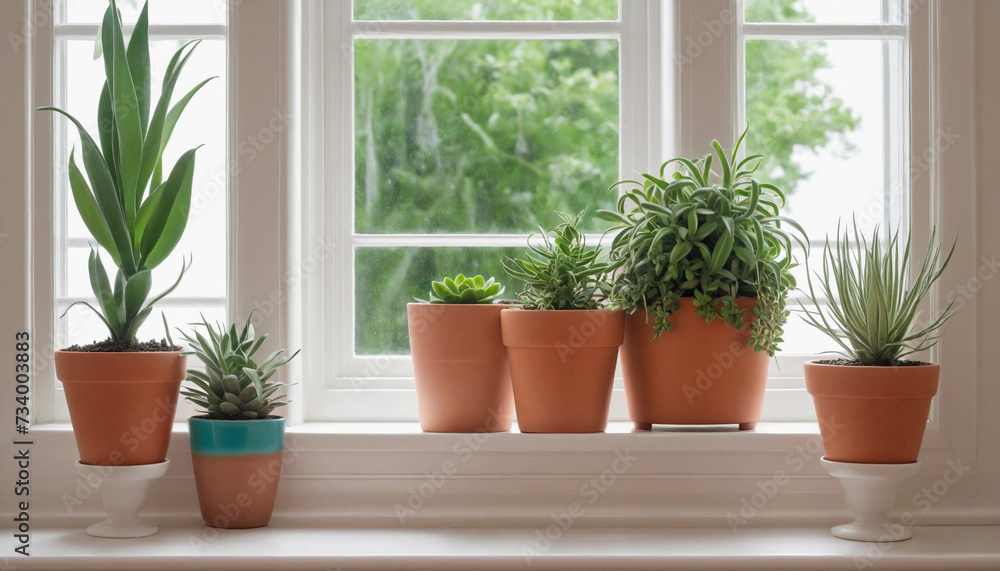 Adorable indoor plants by the window Adorable indoor plants by the window