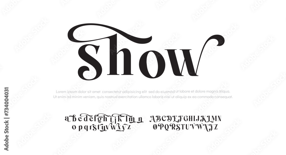 Show , the luxury type elegant font and glamour alphabet vector set
