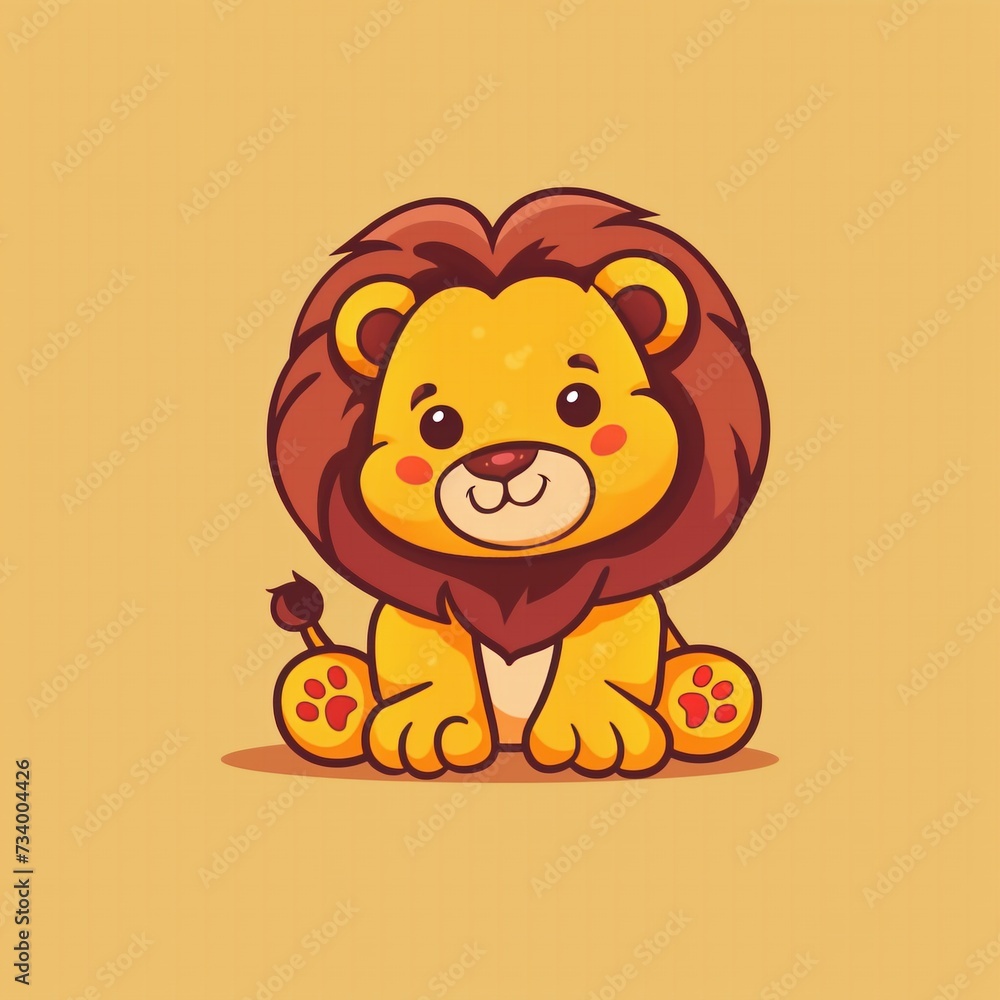Flat design lion logo, cute cartoon lion icon. Modern vector graphic for branding and marketing. Flat design lion logo, cute cartoon lion icon. Modern vector graphic for branding and marketing.