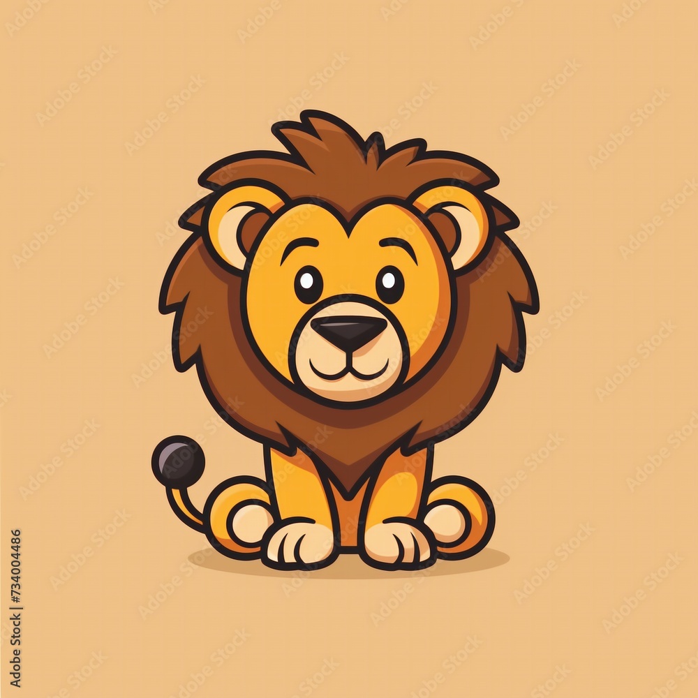 Flat design lion logo, cute cartoon lion icon. Modern vector graphic for branding and marketing. Flat design lion logo, cute cartoon lion icon. Modern vector graphic for branding and marketing.
