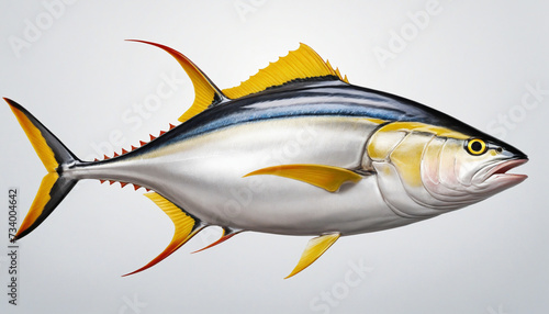 Yellowfin Tuna Drawing on White Background photo