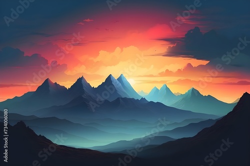 Silhouette of mountains Generative AI