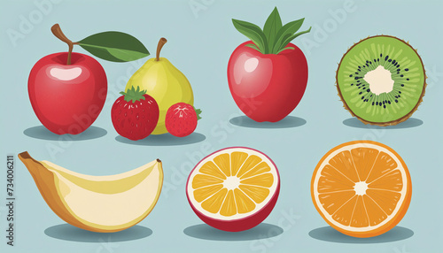 Tropical Fruit Silhouette Vector Icons
