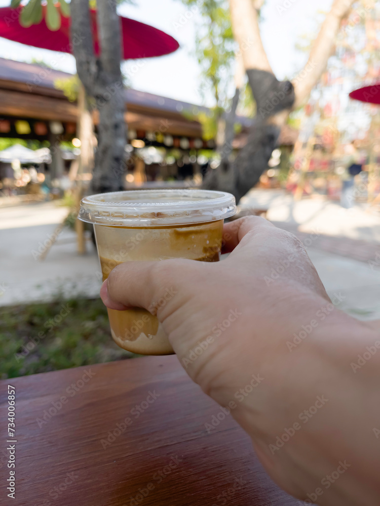 Dirty coffee cup or espresso coffee with milk Dirty coffee cup or espresso coffee with milk