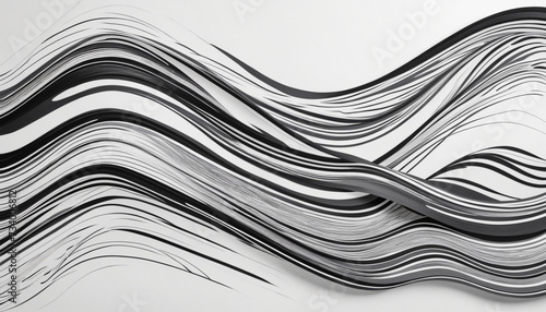 Charcoal sketch style banner with wavy lines on transparent background