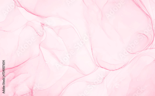 Light pink watercolor acrylic marble backgound. Vector abstract alcohol liquid texture in pastel color