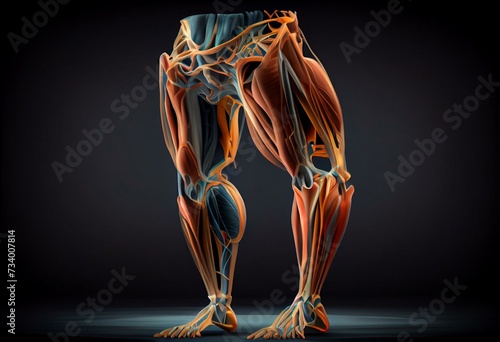 Vastus Lateralis Muscle Anatomy For Medical Concept 3D Illustration. Generative AI photo