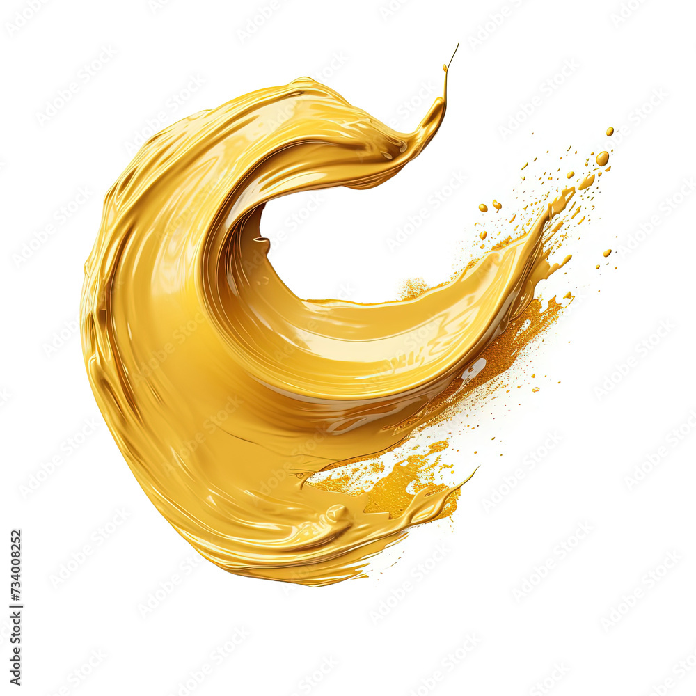 Fototapeta premium Gold paint stroke on white or transparent background