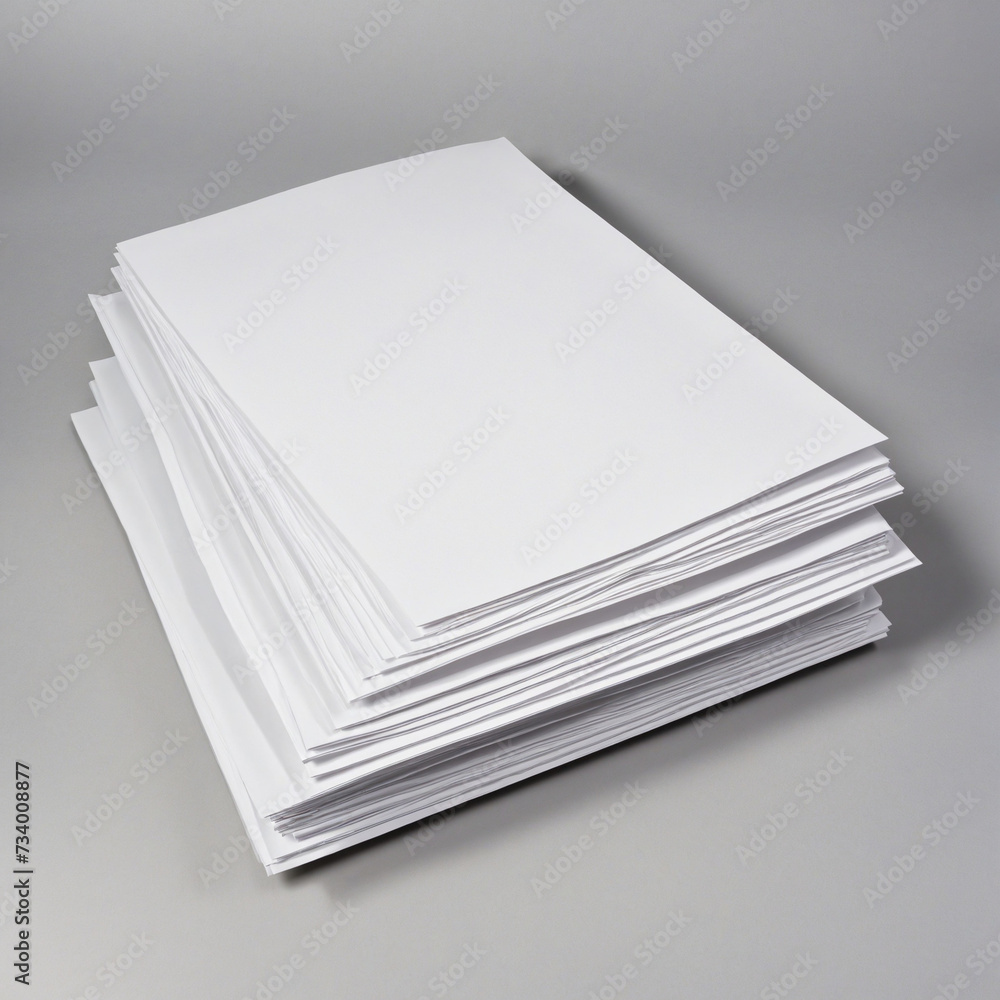 Three blank paper pages on a grey background Three blank paper pages on a grey background