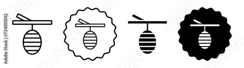 Cocoon set in black and white color. Cocoon simple flat icon vector