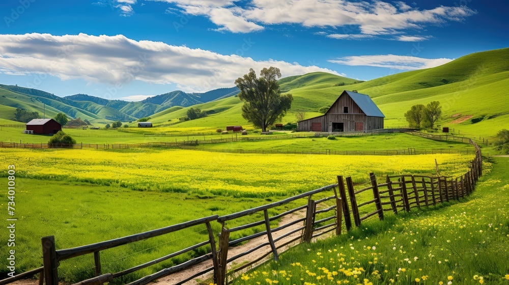 rural beautiful farm landscape