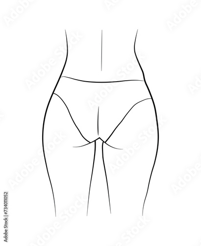 drawing black and white woman butt in bikini panties