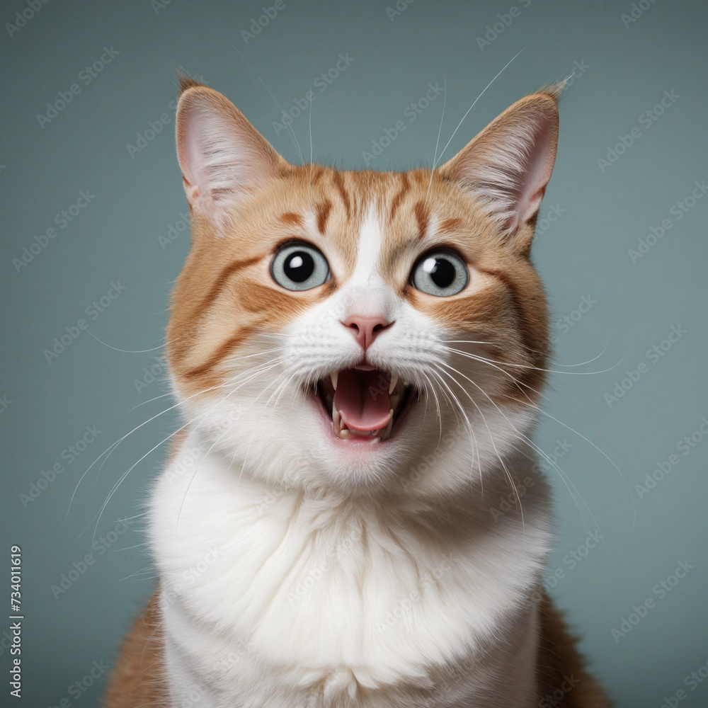 Surprised and scared cat pet in shock, isolated cutout PNG on transparent background Surprised and scared cat pet in shock, isolated cutout PNG on transparent background