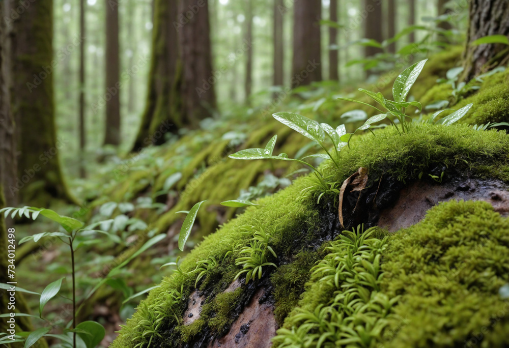 Macro shot of moss growing on tree branch in the forest. Macro shot of moss growing on tree branch in the forest.