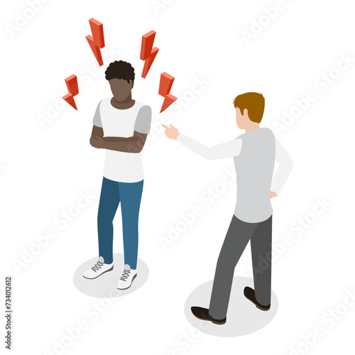 3D Isometric Flat Vector Illustration of Discrimination, Prejudice and Inequality. Item 1