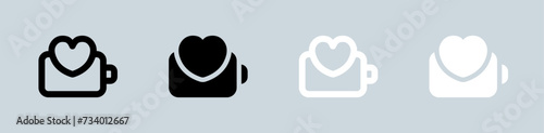 Battery health icon set in black and white. Energy signs vector illustration.
