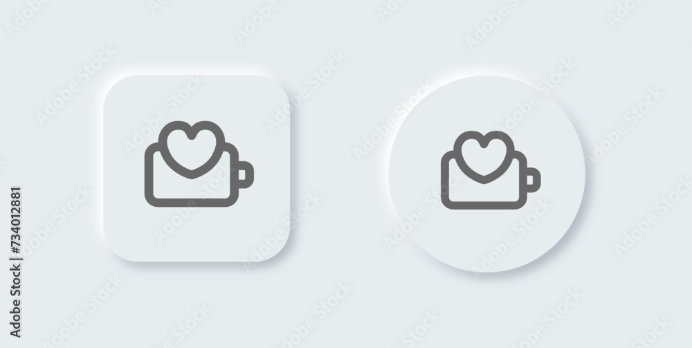Battery health line icon in neomorphic design style. Energy signs vector illustration. Battery health line icon in neomorphic design style. Energy signs vector illustration.
