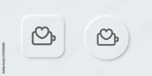 Battery health line icon in neomorphic design style. Energy signs vector illustration.