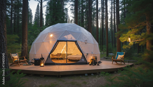 Luxury Bubble Tent with LED Lighting in Forest