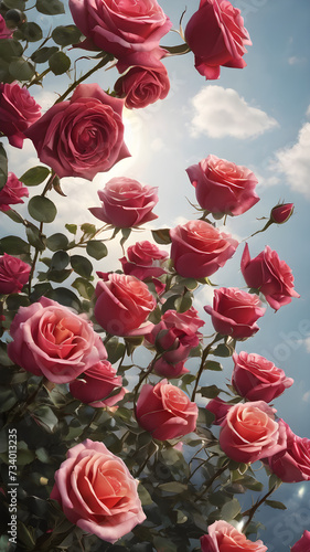 A picture showing a background of pink roses alongside patterns featuring roses