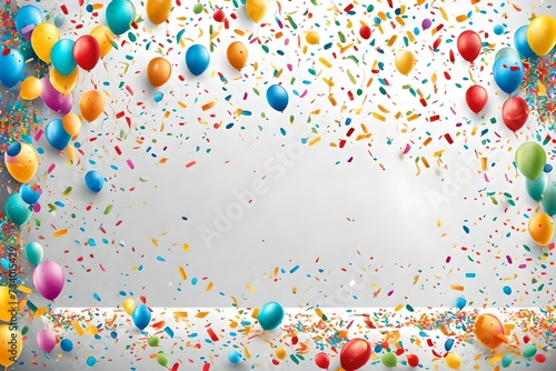 Happy birthday vector transparent background. colorful happy birthday border frame with confetti