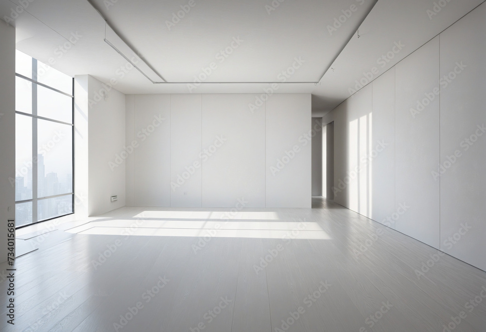 Minimalist white cube in abstract empty space Minimalist white cube in abstract empty space