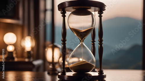 Vintage Hourglass Timer and Clock Illustration