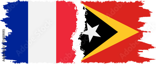 Timor-Leste - East Timor and France grunge flags connection vector