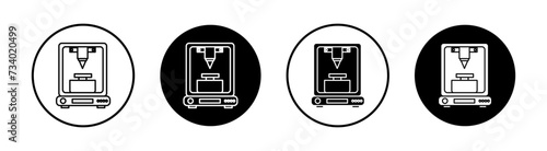 3D printer flat line icon set. 3D printer Thin line illustration vector