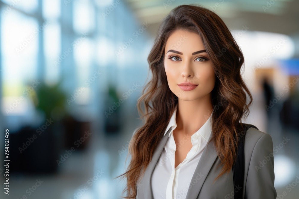 Young confident woman travel agent. ai generated Young confident woman travel agent. ai generated