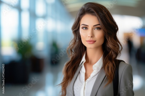 Young confident woman travel agent. ai generated