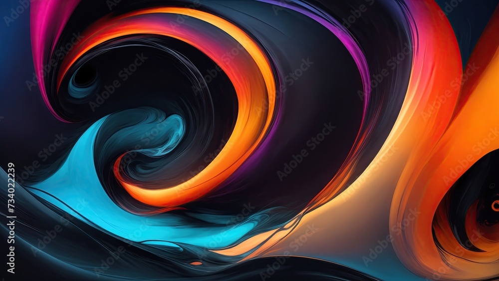 Obraz premium Vibrant colors and Black flowing smooth wave Background