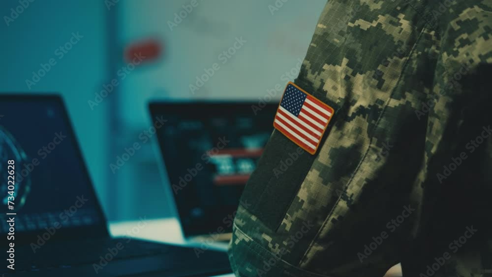 custom made wallpaper toronto digitalUSA military officer working in office, countdown to launch of ground operation