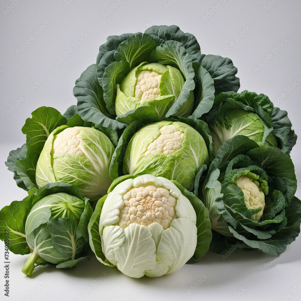 Obraz premium Cluster of cabbage on clear backdrop