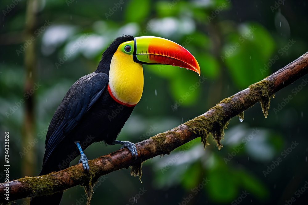 Obraz premium Close up portrait of toucan in the rainforest of Central America