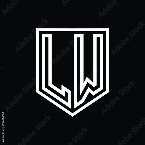 LW Letter Logo monogram shield geometric line inside shield isolated style design