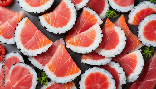 Succulent tuna sashimi slices