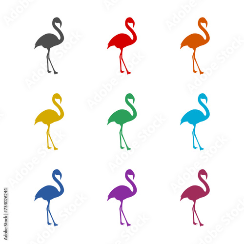 Flamingos  icon isolated on white background. Set icons colorful