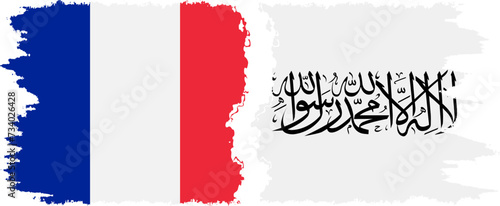 Afghanistan and France grunge flags connection vector