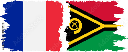 Vanuatu and France grunge flags connection vector